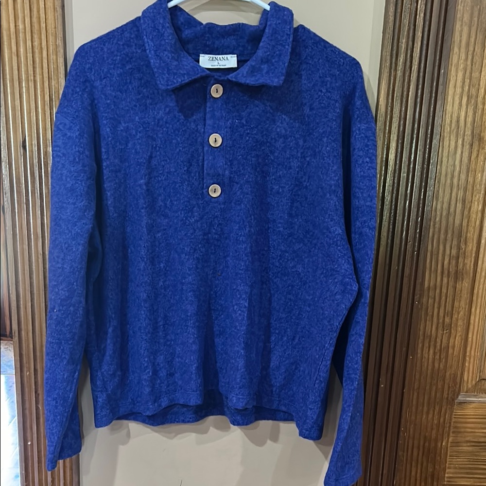 Zenana Outfitters Navy Button-Up Sweater